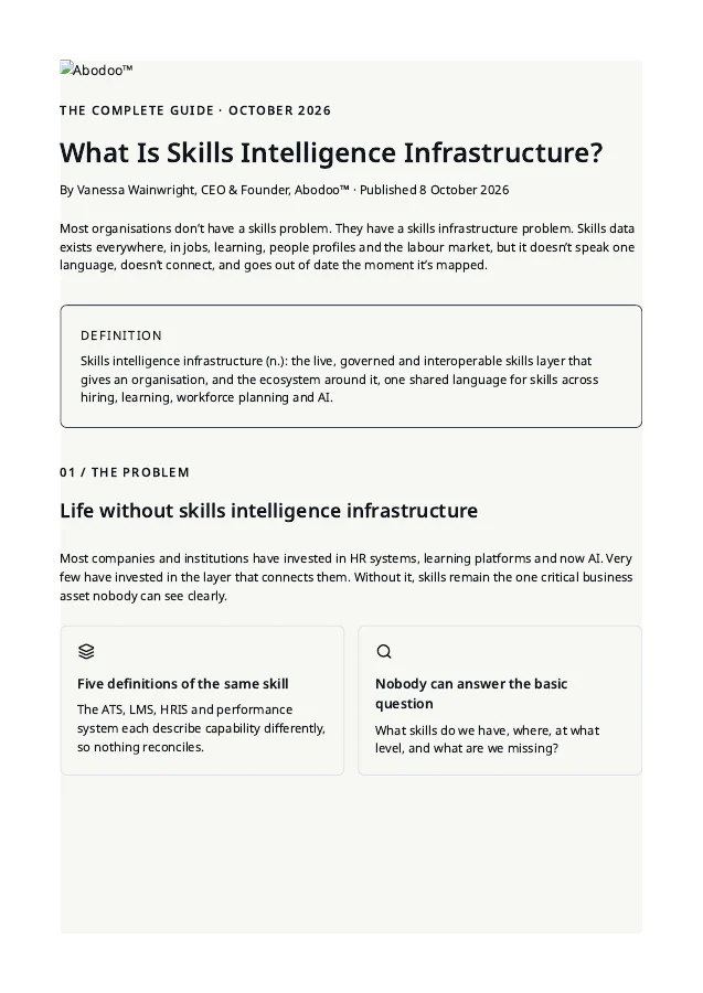 Skills Intelligence Infrastructure white paper cover